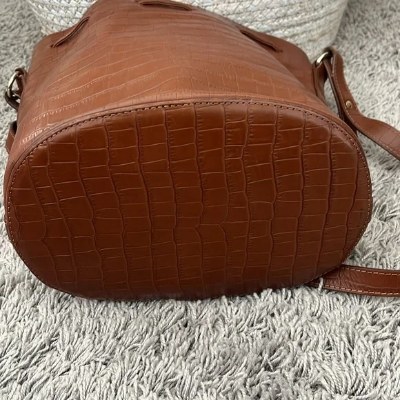 Sezane Farrow Camel Croco Bucket Bag - Picture 10 of 16
